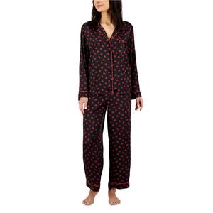 I.n.c. International Concepts Satin Notch Collar 2Pc Pajama Set, Kissed Lips XXL